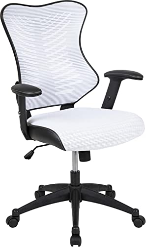 Flash Furniture High Back Designer White Mesh Executive Swivel Ergonomic Office Chair with Adjustable Arms, 25.75"W x 25"D x 39" - 42.75"H von Flash Furniture