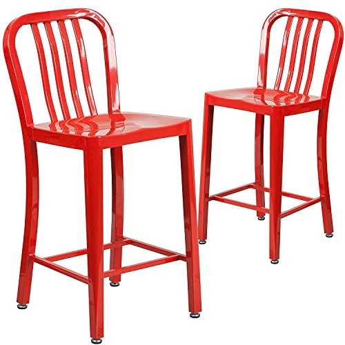 Flash Furniture Hocker für Innen und Außenbereich, Legierter Stahl, rot, 48.26 x 40.01 x 92.08 cm von Flash Furniture