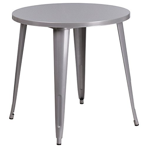 Flash Furniture Jeffrey Tisch für Innen- und Außenbereich, 76,2 cm, rund, silberfarben von Flash Furniture