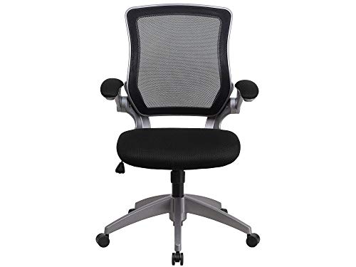 Flash Furniture Kale Bürostuhl mit mittlerer Rückenlehne, drehbar, ergonomisch, mit grauem Rahmen und hochklappbaren Armlehnen, Schwarz Flash Furniture Kale Bürostuhl mit mittlerer Rückenlehne, drehbar, ergonomisch, mit grauem Rahmen und hochklappbaren Armlehnen, Schwarz von Flash Furniture