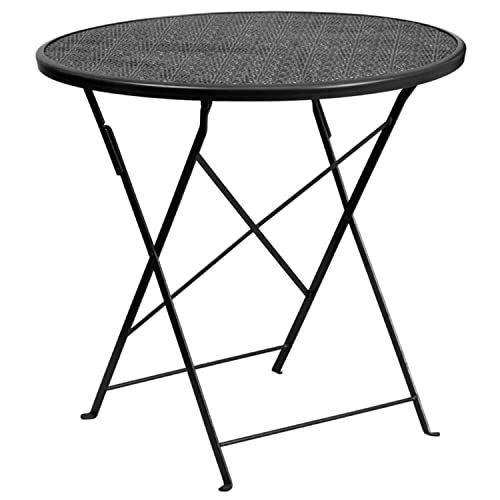 Flash Furniture Klappbarer Terrassentisch, 76,2 cm, rund, Schwarz von Flash Furniture