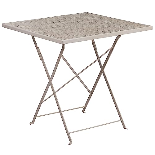 Flash Furniture Klapptisch für den Innen- und Außenbereich, Stahl, quadratisch, 71,1 cm, Hellgrau von Flash Furniture