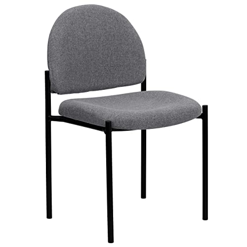 Flash Furniture Comfort stapelbarer Stahl-Seitenstuhl für Empfang, Legierter, Grauer Stoff, 1 Stück von Flash Furniture