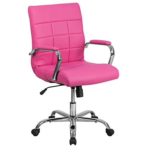 Flash Furniture Bürostuhl mit mittlerer Rückenlehne, Vinyl, verchromte Basis und Armlehnen, Metall, Rose, 1 Stück von Flash Furniture