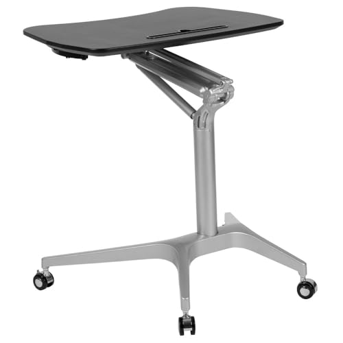 Flash Furniture Mobiler Sit-Down, ergonomischer Computertisch, Stehpult, Metall, Schwarz, Set of 1 von Flash Furniture