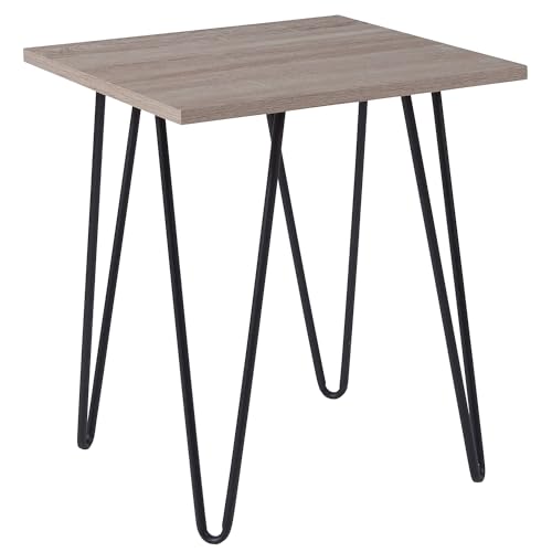 Flash Furniture Oak Park Collection Beistelltisch mit Metallbeinen, Holzmaserung, sonstiges, Treibholz-Braun, End Table von Flash Furniture