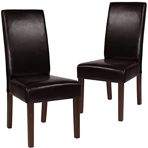 Flash Furniture Greenwich Series Parsons Esszimmerstühle, gepolstert, Leder, Braun, Leder, weich, 2 Stück von Flash Furniture