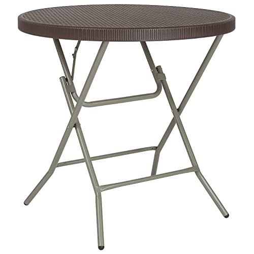 Flash Furniture 31.5RD Rattan-Klapptisch, Metall, braun, 31.5" Round von Flash Furniture