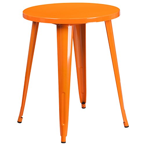 Flash Furniture Round Indoor-Outdoor Table, Metal, Orange, 71.12 x 63.5 x 12.7 cm von Flash Furniture