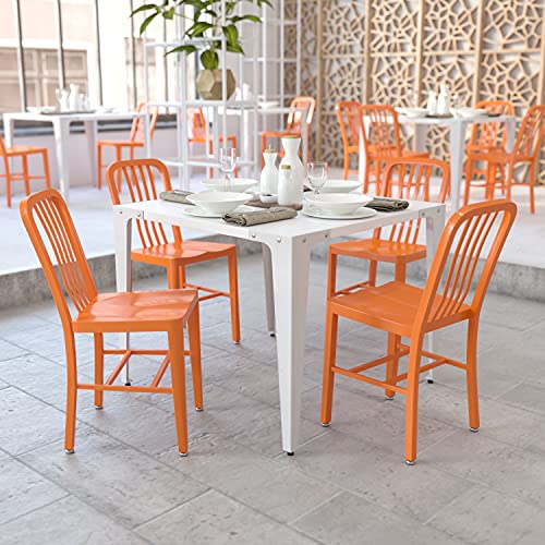 Flash Furniture Stuhl für Innen und Außenbereich, Legierter Stahl Kunststoff, Orange, 50.8 x 39.37 x 84.46 cm von Flash Furniture