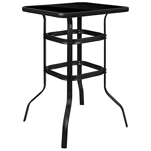 Flash Furniture Terrassentisch aus Metall und Glas, Schwarz, 27.5" Square von Flash Furniture