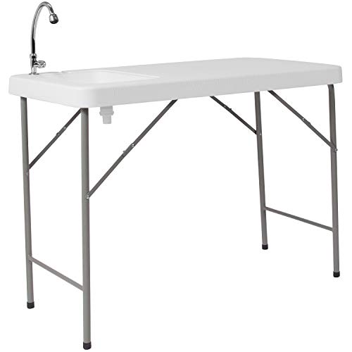 Flash Furniture WH 23x45 Spüle Klapptische, Metall, weiß, 122 cm von Flash Furniture