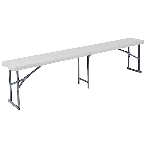 Flash Furniture WH 10.25x71 Folding Bench Klappbank aus Kunststoff, Metall, Weiß, 10.25" W x 71" D x 16.5" H von Flash Furniture