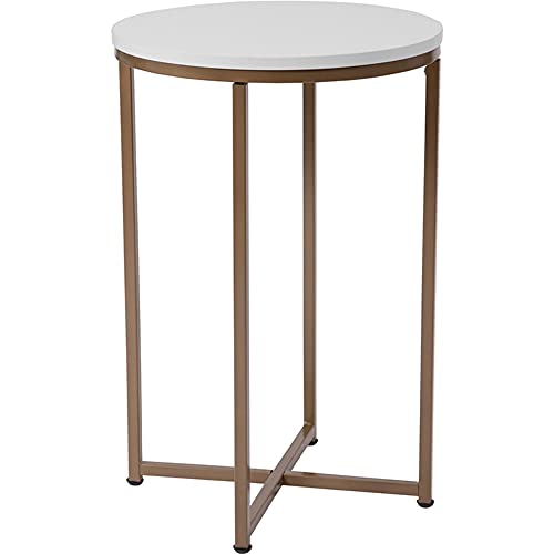 Flash Furniture White End Table Wohntische, Sonstige, Weiß/Mattgold, 15.75" W x 15.75" D x 24" H von Flash Furniture