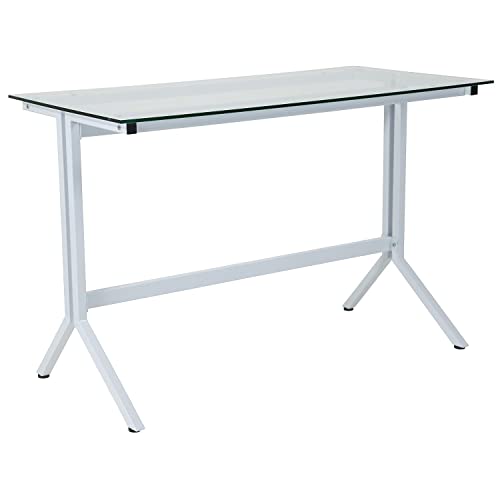 Flash Furniture Winfield Collection Glass Computer Desk with White Metal Frame, NAN-JN21719-D-W-GG von Flash Furniture