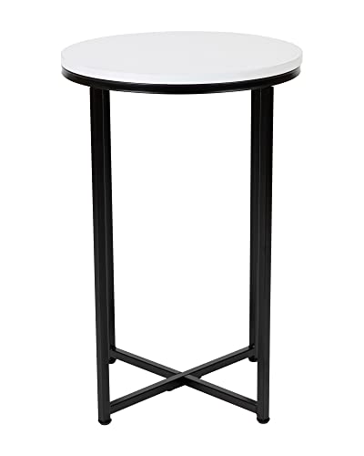 Flash Furniture Wohnzimmer-Beistelltisch, Metall, Weiß/Mattschwarz, End Table von Flash Furniture