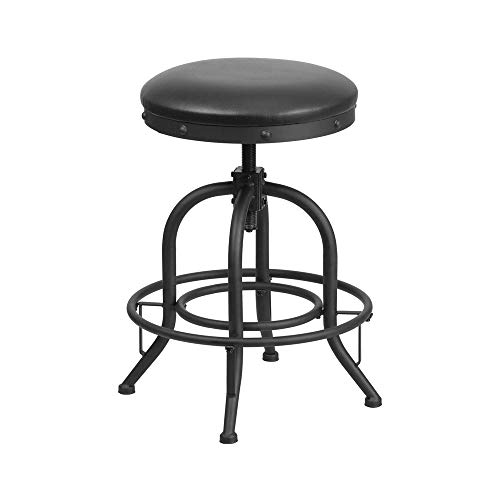 Flash Furniture Counter Height Stool with Swivel Lift Leather Seat, Metal, Black, 54.61 x 47.62 x 35.56 cm von Flash Furniture