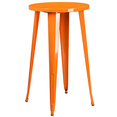 Flash Furniture Round Indoor-Outdoor Bar Height Table, Metal, Orange, 101.6 x 66.04 x 12.7 cm von Flash Furniture
