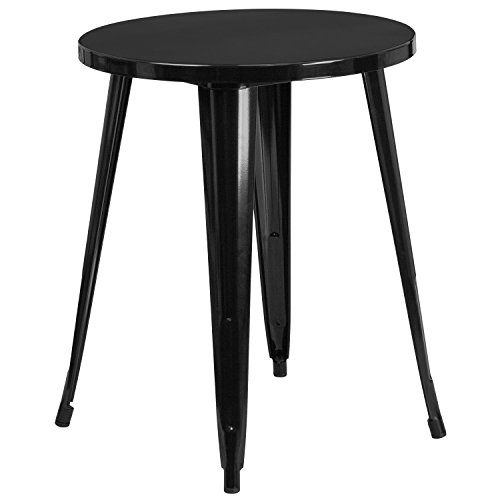 Flash Möbel 61 cm rund Metall Indoor-Outdoor Tisch, Metall, schwarz, 71.12 x 63.5 x 12.7 cm von Flash Furniture