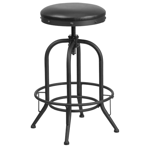 Flash Möbel 76,2 cm Barhocker mit Drehgelenk Lift schwarz Leder Sitz, Metall, schwarz, 82.55 x 50.8 x 31.114999999999998 cm von Flash Furniture