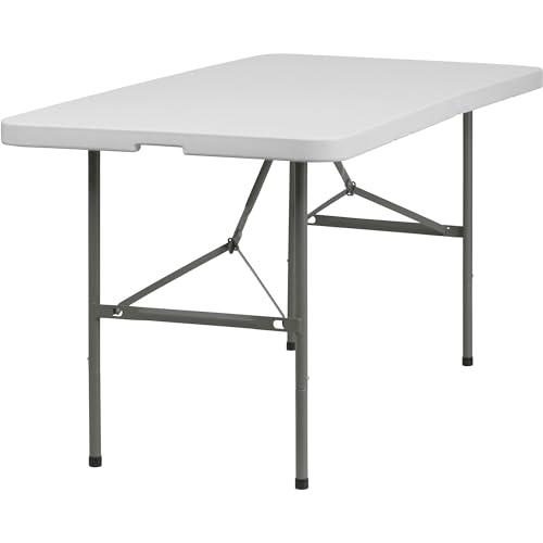 Flash Furniture 30x60 Kunststoff Bi-Fold Tisch, Granit Weiß, 30" W x 60" L von Flash Furniture
