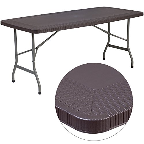 Flash Furniture Kunststoff-Klapptisch, 81,3 x 177 cm, Metall, braun, 32.5" W x 67.5" L von Flash Furniture