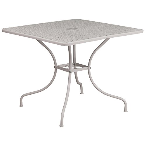 Flash-Möbel 90,2 cm Vierkant Indoor-Outdoor Stahl Patio Tisch, Metall, hellgrau, 35.5" D x 35.5" W x 28.75" H von Flash Furniture