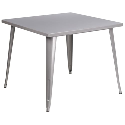 Flash Furniture 35,5 Quadratischer Tisch aus Metall, 90,2 cm, silberfarben von Flash Furniture