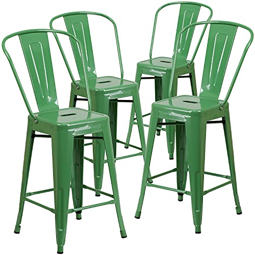 Flash-Möbel Metall Hocker, Metall, grün, 4er-Packung von Flash Furniture