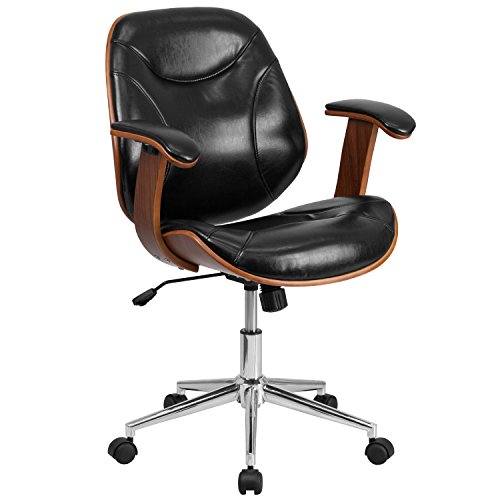 Flash Möbel mid-Back Leder Executive Holz Drehstuhl mit Armlehnen, Metall, schwarz, 63,5 x 58,42 x 43,18 cm von Flash Furniture