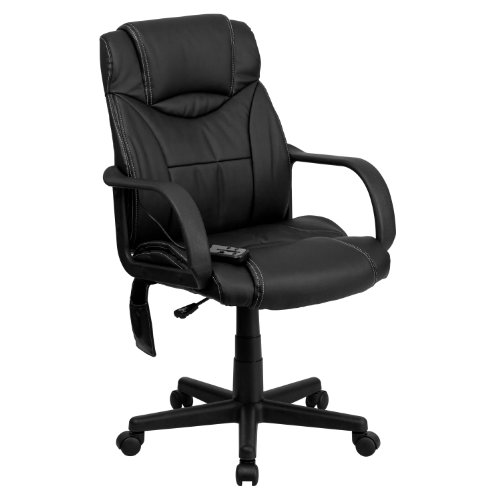 Flash Möbel mid-Back Massage Leder Chefsessel Drehstuhl mit Armlehnen, Metall, schwarz, 59,69 x 41,91 x 55,88 x 29,21 cm von Flash Furniture