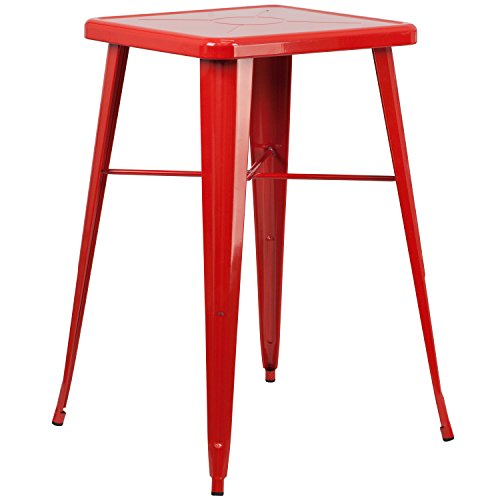 Flash Furniture Aaron Stehtisch, 60,3 cm, quadratisch, Metall, für drinnen und draußen, Rot von Flash Furniture