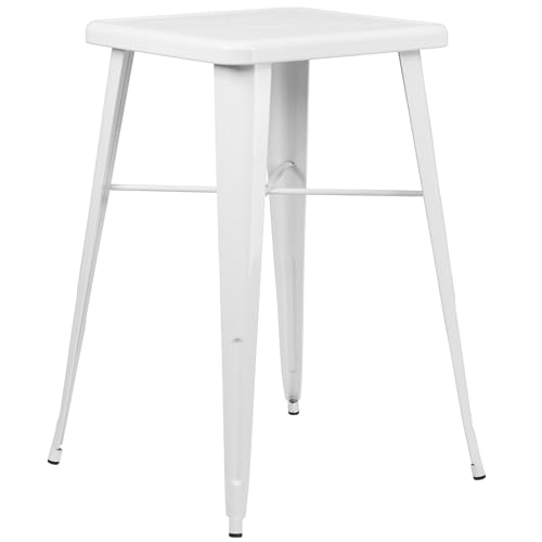 Flash Furniture CH 31330 Quadratischer Tisch für drinnen und draußen, Metall, weiß, 93.98 x 65.405000000000001 x 15.24 cm von Flash Furniture