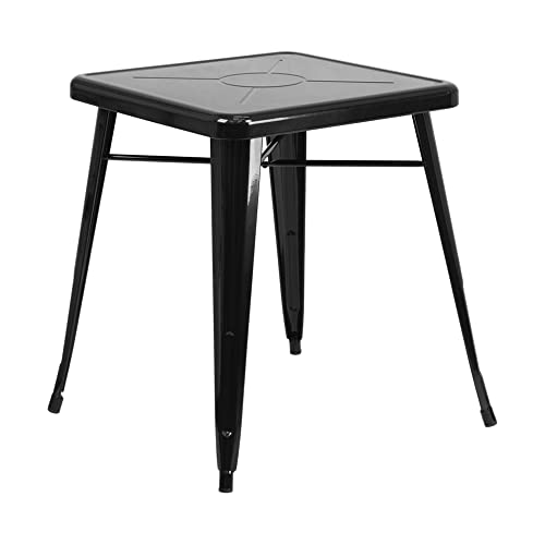 Flash Furniture Prince Gartentisch für drinnen und draußen, quadratisch, 60,3 cm, Schwarz von Flash Furniture