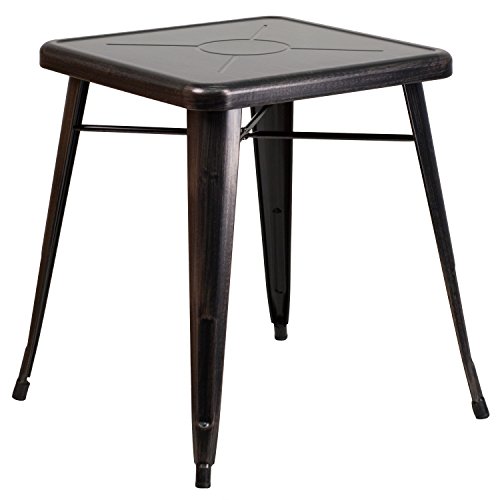 Flash Möbel quadratisch Indoor-Outdoor Tisch, Metall, schwarz/antik Gold, 64.77 X 63,5 x 15,24 cm von Flash Furniture