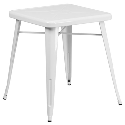 Flash Möbel quadratisch Indoor-Outdoor Tisch, Metall, weiß, 64.77 X 63,5 x 15,24 cm von Flash Furniture