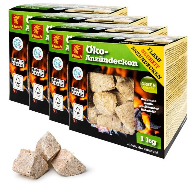 Flash Grillanzünder Anzündecken Anzündwürfel Grillanzünder Holzwolle Kamin Anzünder 1-24kg, 4 kg von Flash