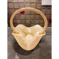 Vintage Handbemalte Keramik Blumenkorb von FlashBacksInMyGarage