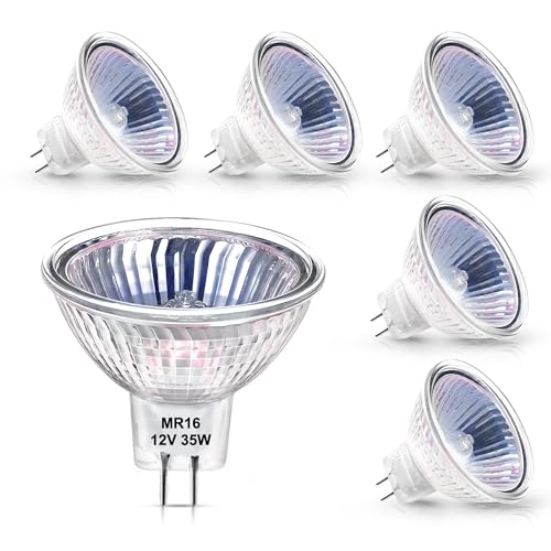 Flaspar 6 Stück MR16 Halogen Leuchtmittel, GU5.3 Halogen 12V 35W, 2800K Warmweiß, MR16 Halogenlampen Dimmbar, HalogenSpot Glühbirnen, Reflektor 120° Abstrahlungswinkel von Flaspar