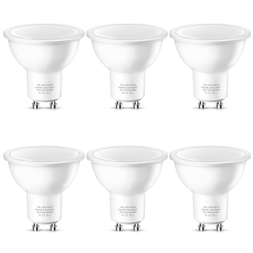 Flaspar GU10 LED Warmweiss 7W Lampe, 600 Lumen LED Leuchtmittel ersetzt 60W Halogenlampen, 2700K Warmweiß, 120° Strahlwinkel Reflektorlampen, Nicht Dimmbar, 6 Stück von Flaspar