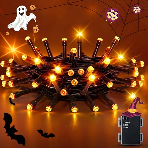 Flaspar Orange Halloween Deko Lichterkette, 2M 20 LED Lichterketten Außen Batterie mit 6h Timer, IP65 Wasserdicht Herbst Dekoration für Innen Außen, Halloween, Party, Garten Flaspar Orange Halloween Deko Lichterkette, 2M 20 LED Lichterketten Außen Batterie mit 6h Timer, IP65 Wasserdicht Herbst Dekoration für Innen Außen, Halloween, Party, Garten von Flaspar