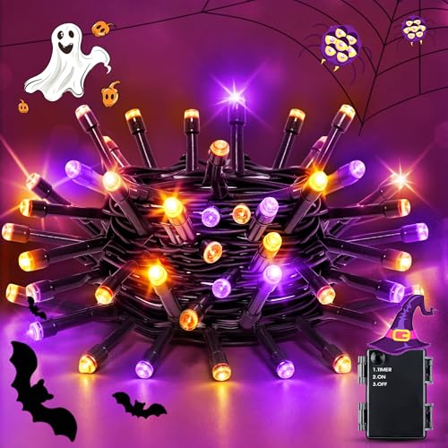 Flaspar Orange Lila Halloween Lichterkette, 5M 50LED Lichterkette Außen Batterie mit 6h Timer, IP65 Wasserdicht Weihnachtsdeko Lichterketten für Innen Außen Garten Herbst Halloween Party Dekoration Flaspar Orange Lila Halloween Lichterkette, 5M 50LED Lichterkette Außen Batterie mit 6h Timer, IP65 Wasserdicht Weihnachtsdeko Lichterketten für Innen Außen Garten Herbst Halloween Party Dekoration von Flaspar
