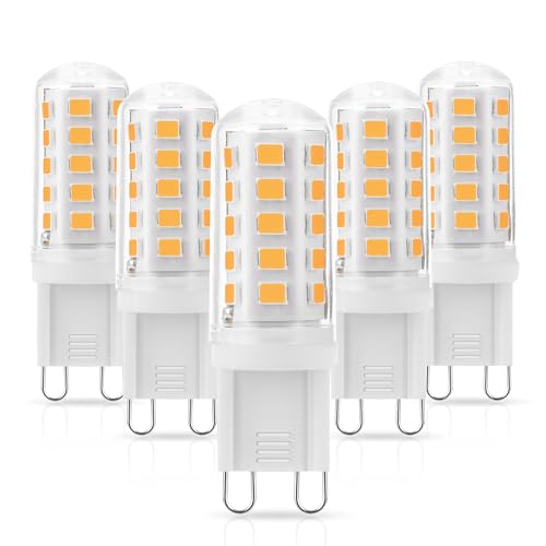 G9 LED Lampe Warmweiß 3000K, 3W LED Leuchtmittel entspricht 40W Halogenlampe, G9 Glühbirne 400 Lumen, kein Flackern, nicht dimmbar, Enegiesparende kleine Birne, 5er Pack von Flaspar