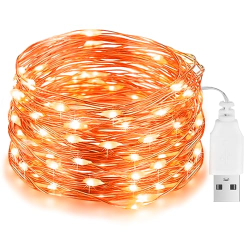 Halloween LED Lichterkette, 10M 100LED Orange Lichterketten, USB-betriebene, Herbst lichterkette IP65 Wasserdichte für außen/innen, kürbis Dach Fenster Party Halloween LED Lichterkette, 10M 100LED Orange Lichterketten, USB-betriebene, Herbst lichterkette IP65 Wasserdichte für außen/innen, kürbis Dach Fenster Party von Flaspar
