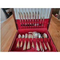 Vivant By Oneida Sterling Silber Besteck - 46 Teile Mit Filz Truhe + 5 Extras von Flatware