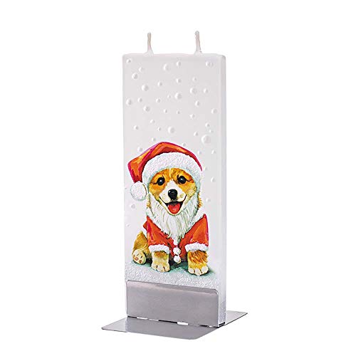 Flatyz Deko Kerzen - Besondere Kerzen Zum Verschenken - Handgemachte Kerzen - Flache Kerzen Deko - Lange Brenndauer 3-4 Stunden 60x10x150mm - Weihnachtsmann-Hund von Flatyz