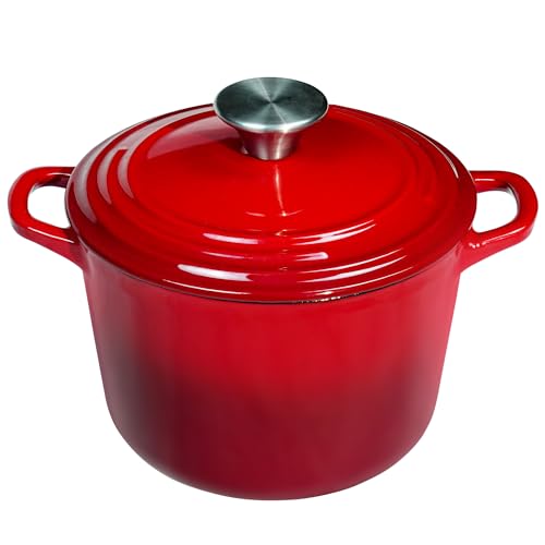 Flavehc Dutch Oven Topf mit Deckel 2,8 qt Gusseisen Dutch Oven für Brot Backen Rot Emaillierter Gusseisen Reistopf mit Griffen Flavehc Dutch Oven Topf mit Deckel 2,8 qt Gusseisen Dutch Oven für Brot Backen Rot Emaillierter Gusseisen Reistopf mit Griffen von Flavehc