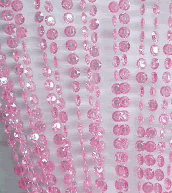 34 Stränge rosa schillernder Kristall-Perlenvorhang für Tür, Raumteiler, Party, Hochzeit, Kinder, Mädchen, Schlafzimmer, Dekoration, Diamantschliff, Perlenvorhang (schillernd, rosa, 90 x 180 cm) von FlavorThings