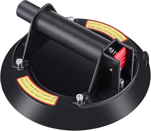 8-Zoll Saugheber Glassauger maximale Tragkraft 200 kg Vakuum Saugnapf Glassauger mit Ventil und Zubehör Saugheber Fliesen für Glas Fliesen Marmor Laminat Möbel (Schwarz) von Flearitzo