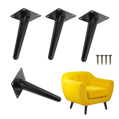 Flearitzo Möbelfüße - Schräge Möbelfüße Möbelfüsse 4 Stück Schwarze Metallmöbelbeine 20 cm Nicht verstellbar Edelstahl für Sofas Tische TV-Schränke Stühle mit Rutschfester Gummibasis von Flearitzo